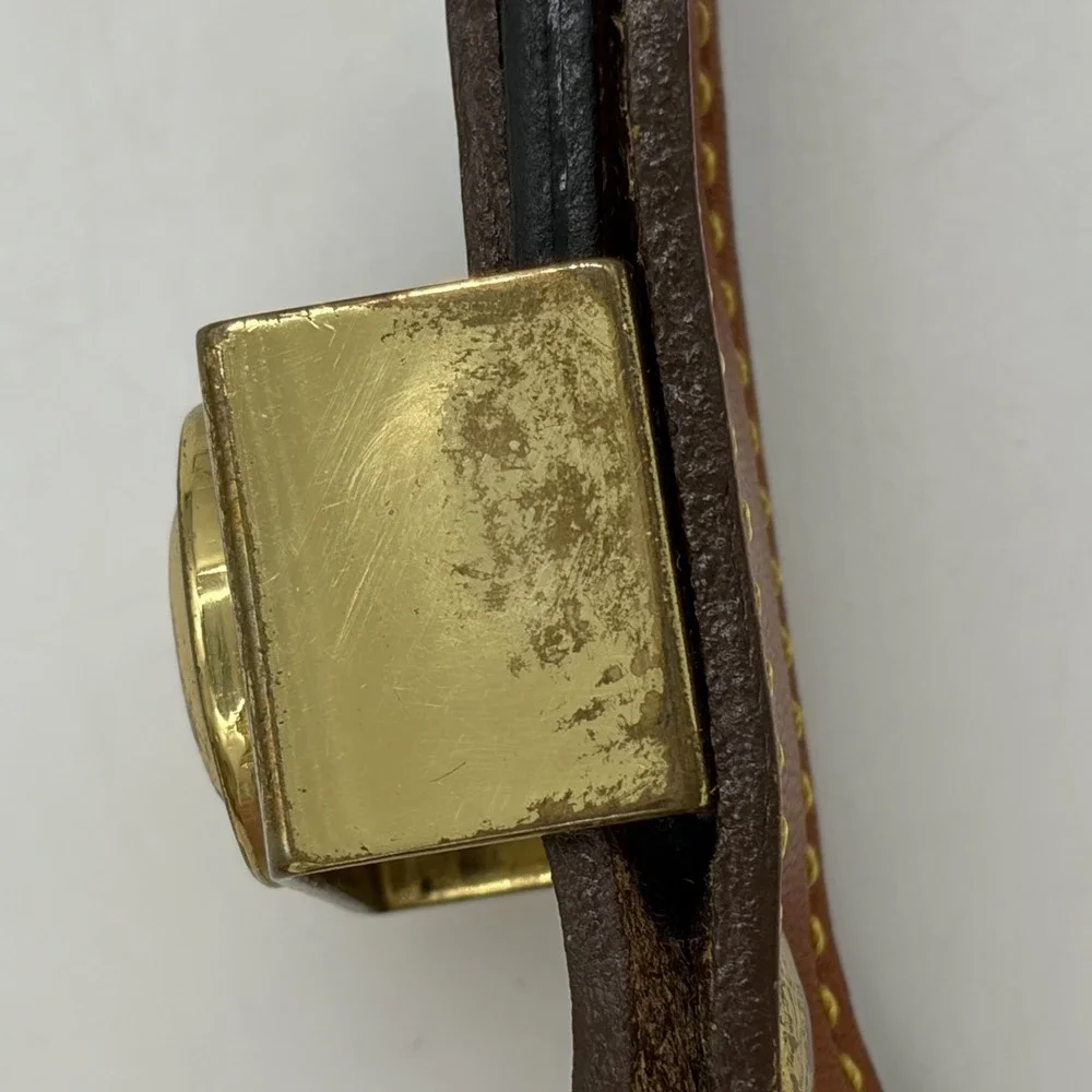 Dooney & Bourke Womens S 26-28 Belt Black All Weather Leather Skinny Brass USA